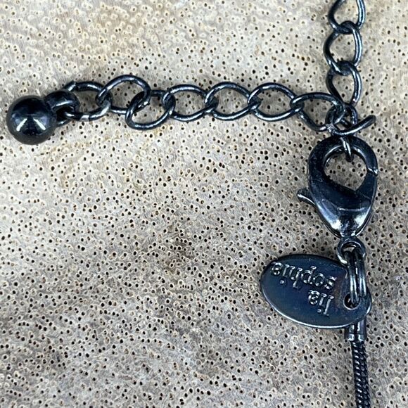 Lia Sophia Estate Necklace Black Tone Stones & Matching Post Earrings - Picture 6 of 16